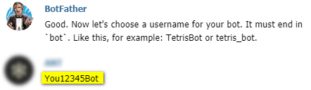 Good. Now let's choose a username for your bot...